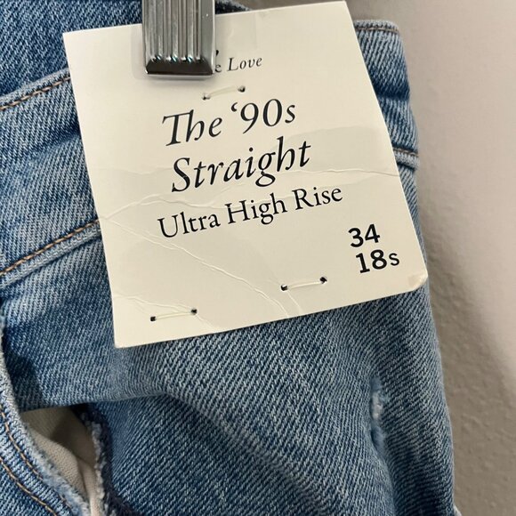 Abercrombie & Fitch Womens 90s Straight Ultra High Rise Jeans Size 18 SHORT NWT - Picture 4 of 6